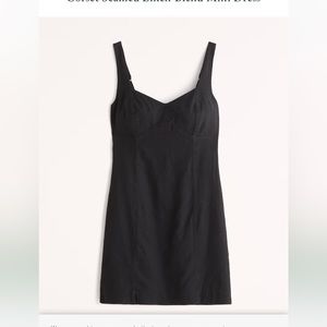 Abercrombie Black Corset Seamed Linen-Blend Mini Dress